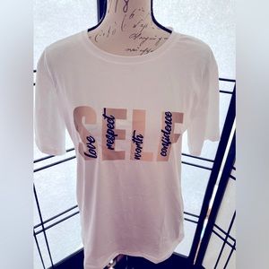 NEW WOMEN WHITE (L) AFFIRMATION SHORT SLEEVE T-SHIRT